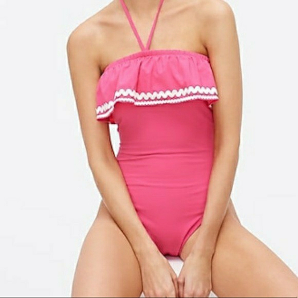 J. Crew Ruffle Bandeau One Piece Swimsuit